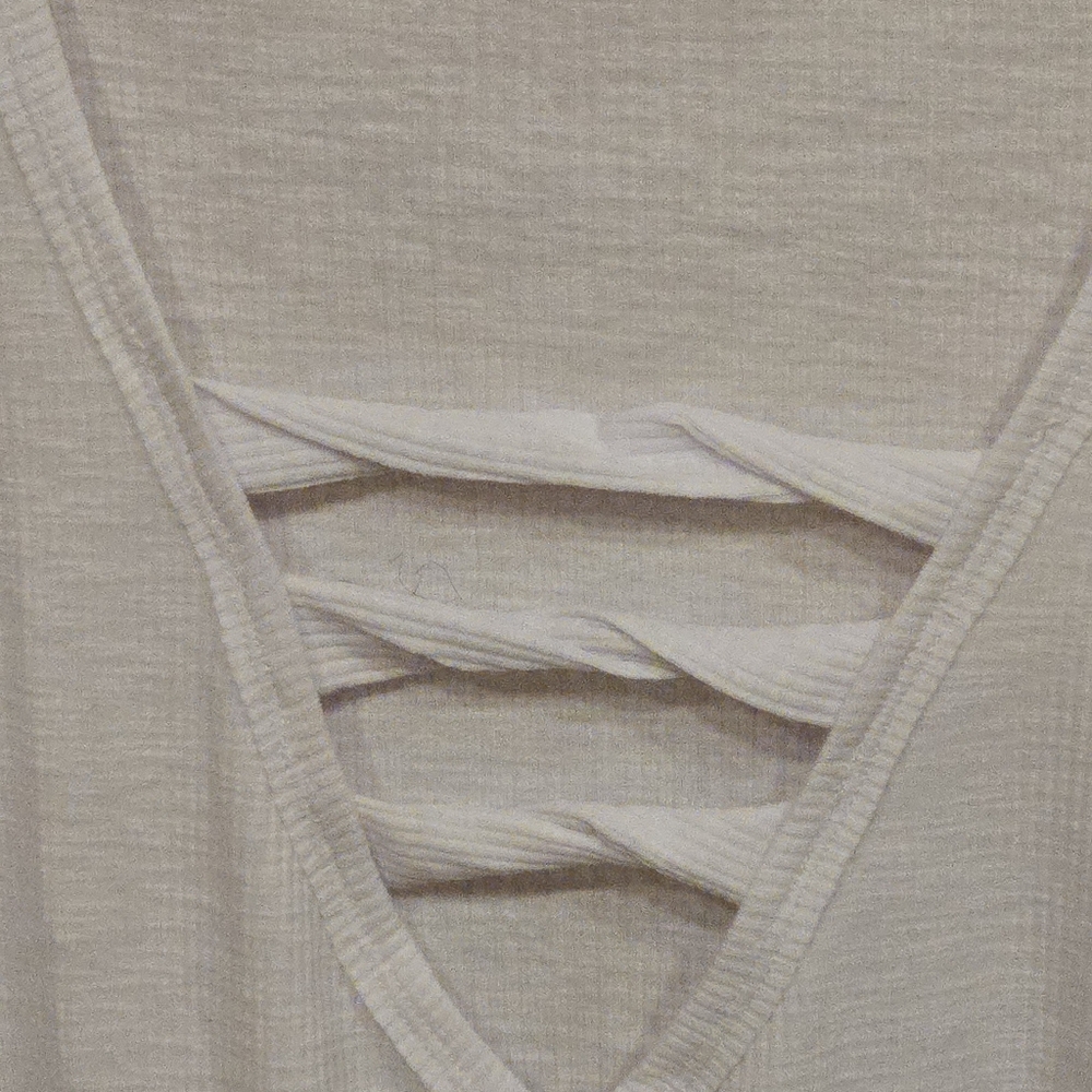 Women Casual Long Sleeve Tunic V-Neck Criss Cross Ribbed Casual Tee XXL - Picture 3 of 5